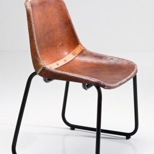Krzesło vintage eklektyczne ze skóry i metalu