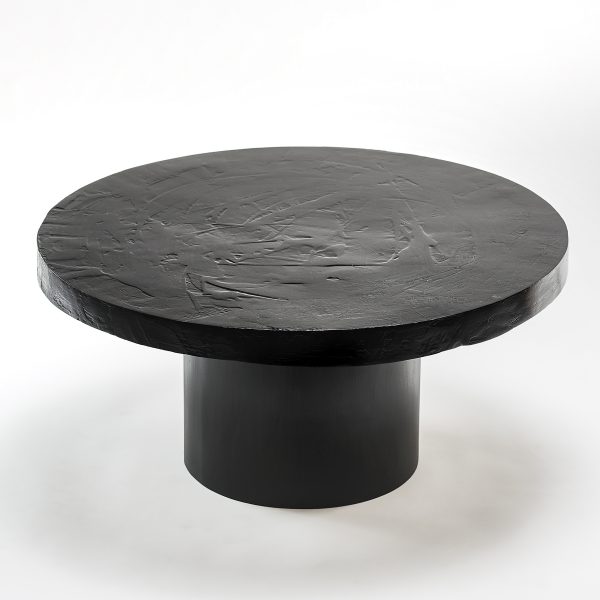 Czarny okrągły stolik kawowy