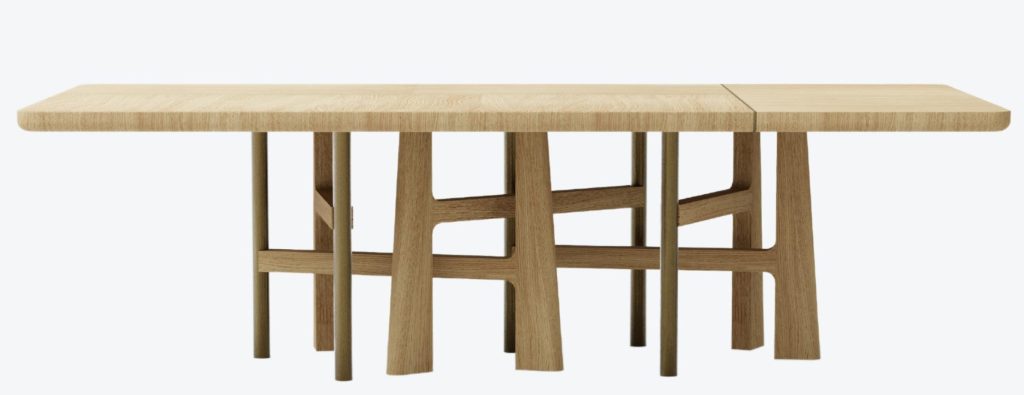 Designerski dębowy stół na wielu nogach