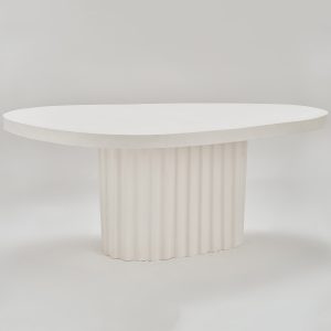 Designerski stół do jadalni biały na jednej nodze